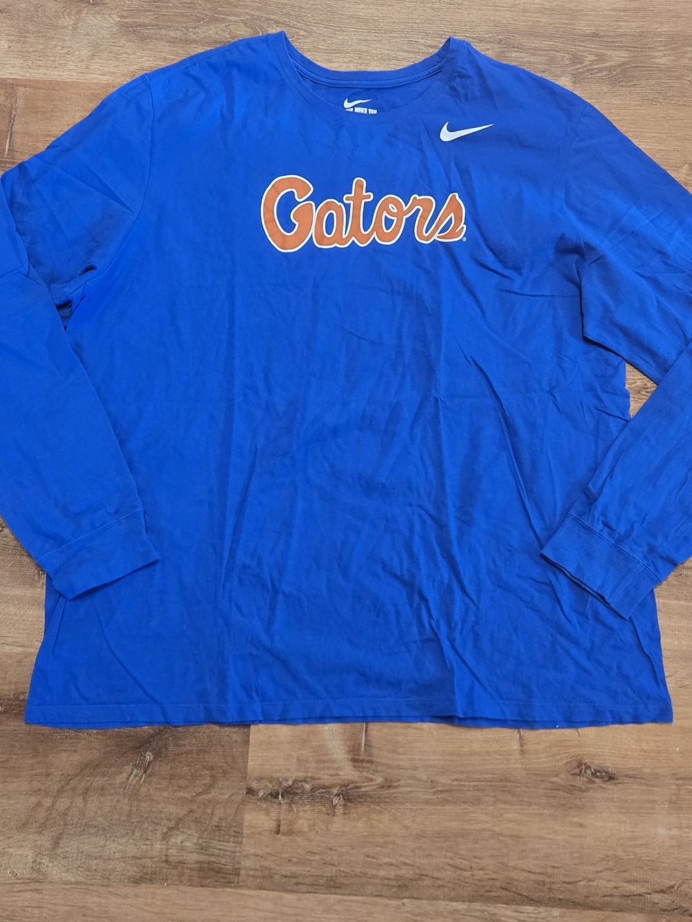 Nike Blue Long-Sleeve Gators Tee with Orange Script 3XL
